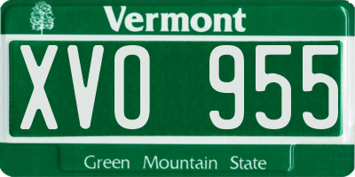 VT license plate XVO955