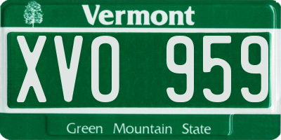 VT license plate XVO959