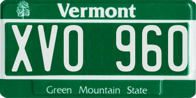 VT license plate XVO960