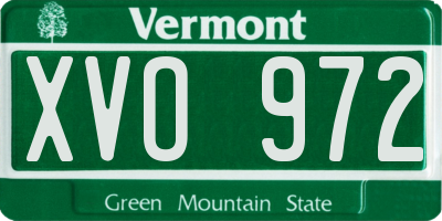 VT license plate XVO972