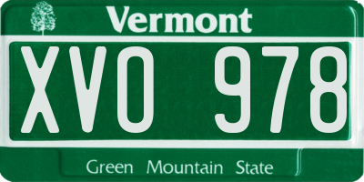 VT license plate XVO978