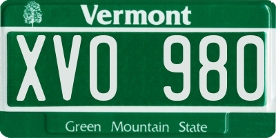 VT license plate XVO980