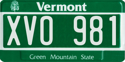 VT license plate XVO981