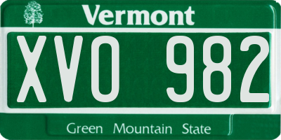 VT license plate XVO982