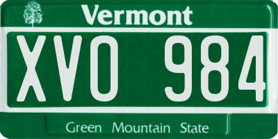 VT license plate XVO984
