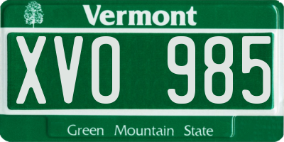 VT license plate XVO985
