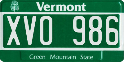 VT license plate XVO986