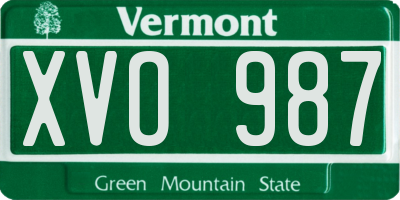 VT license plate XVO987