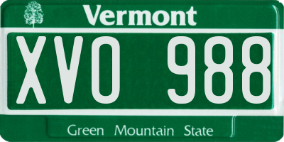VT license plate XVO988