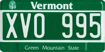 VT license plate XVO995
