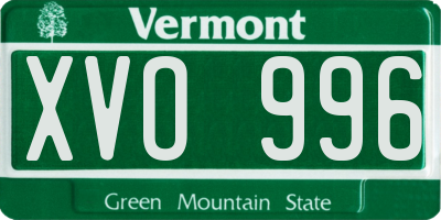 VT license plate XVO996