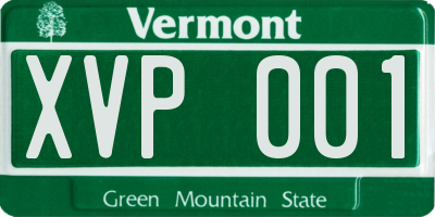 VT license plate XVP001