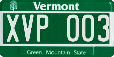 VT license plate XVP003