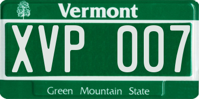 VT license plate XVP007