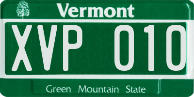 VT license plate XVP010
