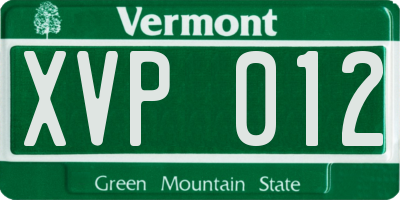 VT license plate XVP012