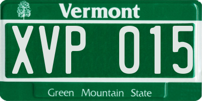 VT license plate XVP015