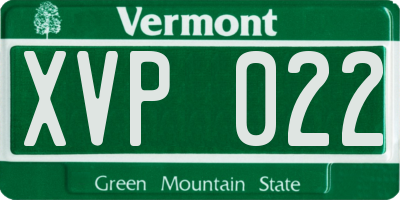 VT license plate XVP022