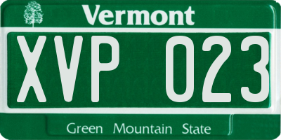 VT license plate XVP023
