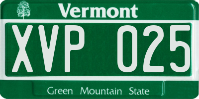 VT license plate XVP025