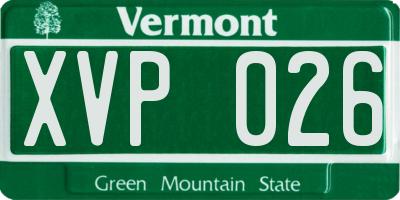 VT license plate XVP026