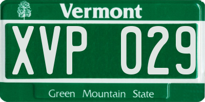 VT license plate XVP029