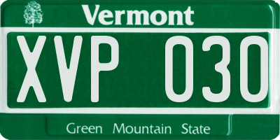 VT license plate XVP030