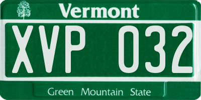 VT license plate XVP032