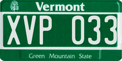 VT license plate XVP033