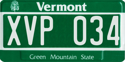 VT license plate XVP034