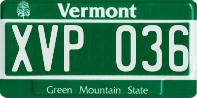 VT license plate XVP036