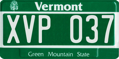 VT license plate XVP037