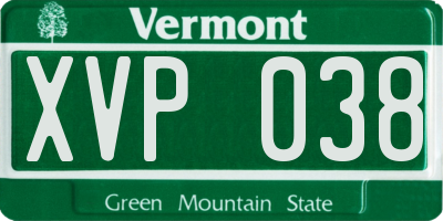 VT license plate XVP038