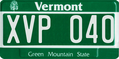 VT license plate XVP040