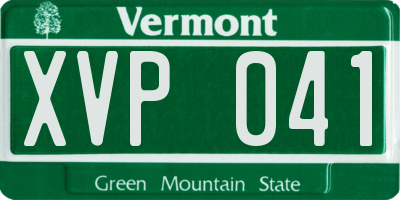 VT license plate XVP041
