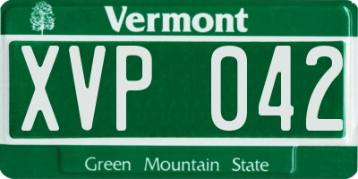 VT license plate XVP042