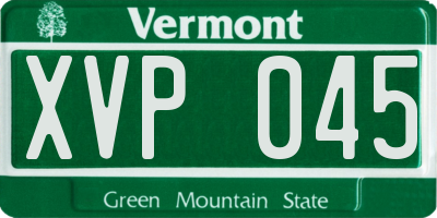VT license plate XVP045