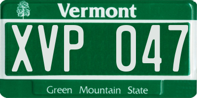 VT license plate XVP047
