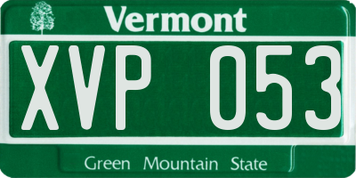 VT license plate XVP053