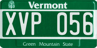 VT license plate XVP056