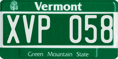 VT license plate XVP058
