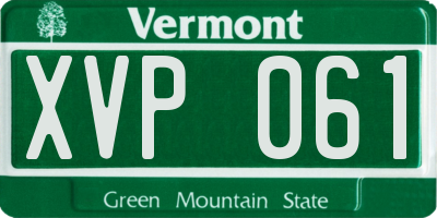 VT license plate XVP061