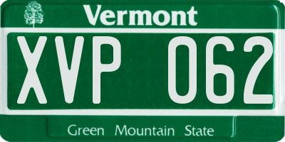 VT license plate XVP062