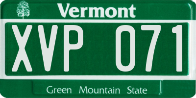 VT license plate XVP071