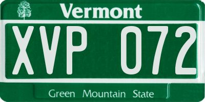 VT license plate XVP072