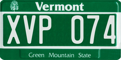 VT license plate XVP074