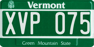 VT license plate XVP075