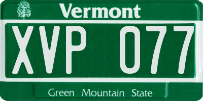 VT license plate XVP077