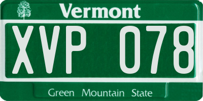 VT license plate XVP078