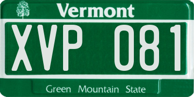 VT license plate XVP081